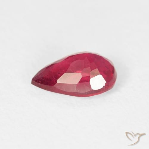 Rubis Rose rougeâtre profond naturelle En forme de poire, 0.84 ct, VS-SI