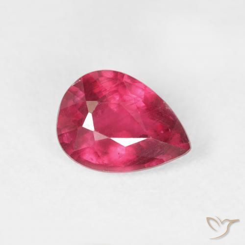 Rubis Rouge Rosâtre naturelle En forme de poire, 1.04 ct, VS-SI