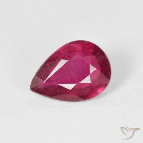 0.90ct Naturel Rouge Rosâtre Rubis, En forme de poire, VS-SI