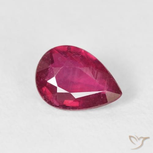 Rubis Rouge Rosâtre naturelle En forme de poire, 0.90 ct, VS-SI