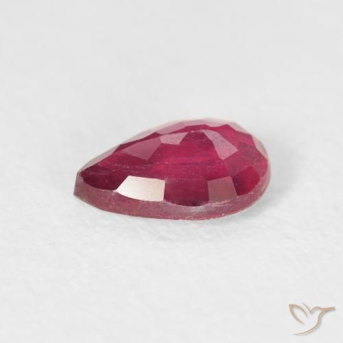 Rubis Rouge Rosâtre naturelle En forme de poire, 0.90 ct, VS-SI