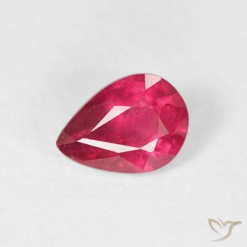 0.91ct Naturel Rouge léger Rubis, En forme de poire, VS-SI