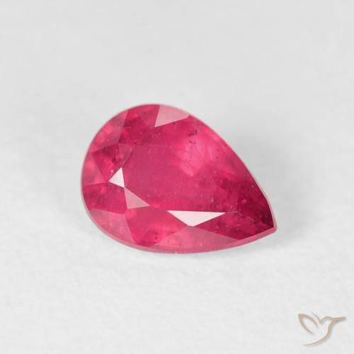 Rubis Rouge Rosâtre naturelle En forme de poire, 1.01 ct, VS-SI