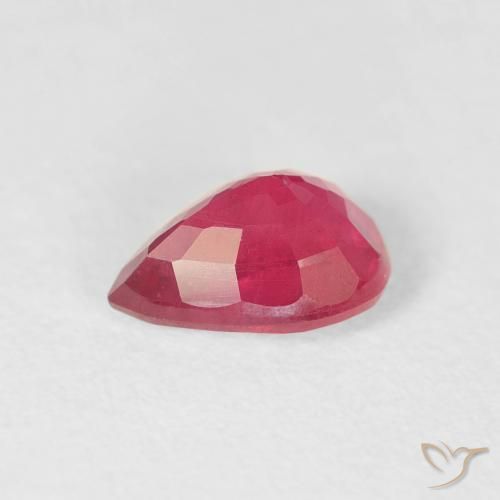 Rubis Rouge Rosâtre naturelle En forme de poire, 1.01 ct, VS-SI