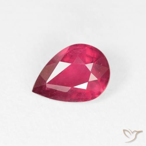 0.91ct Naturel Rose rougeâtre Rubis, En forme de poire, VS-SI