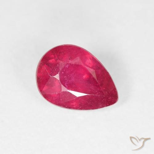 Rubis Rose rougeâtre naturelle En forme de poire, 0.91 ct, VS-SI