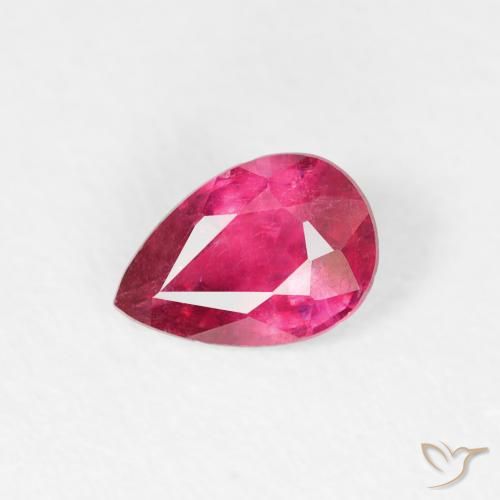 0.58ct Naturel Rouge Rosâtre Rubis, En forme de poire, VS-SI