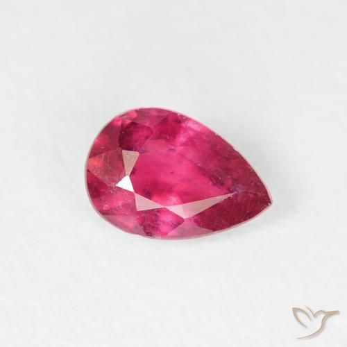 Rubis Rouge Rosâtre naturelle En forme de poire, 0.58 ct, VS-SI