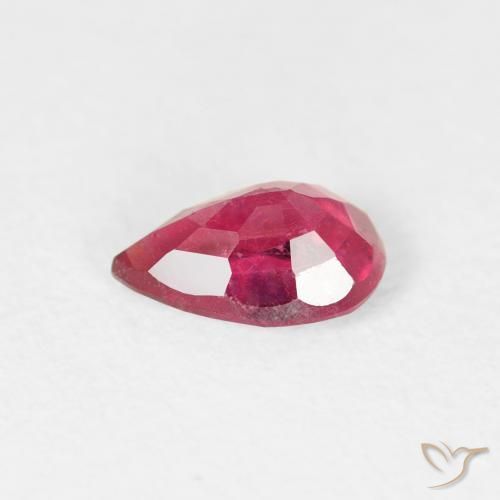 Rubis Rouge Rosâtre naturelle En forme de poire, 0.58 ct, VS-SI