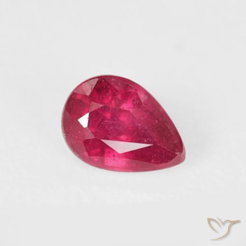 Rubis Rouge Rosâtre naturelle En forme de poire, 0.62 ct, VS-SI