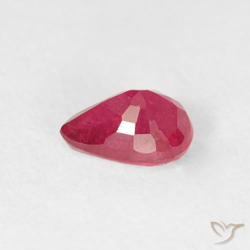 Rubis Rouge Rosâtre naturelle En forme de poire, 0.62 ct, VS-SI