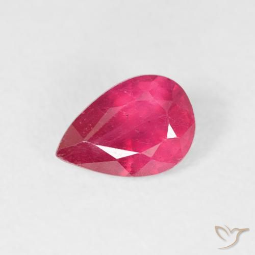 0.57ct Naturel Rouge Rosâtre Rubis, En forme de poire, VS