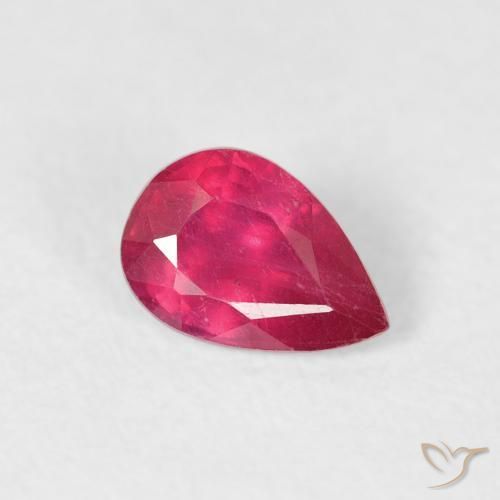 Rubis Rouge Rosâtre naturelle En forme de poire, 0.57 ct, VS