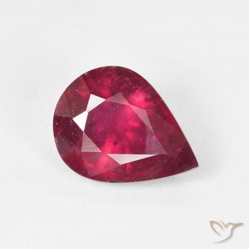 Rubis Rouge Rosâtre naturelle En forme de poire, 2.52 ct, VS
