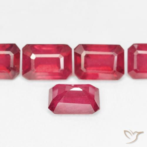 Rubis Rouge moyen naturelle Taille émeraude, 1.57 ct, VS