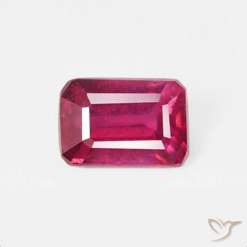 0.94ct Naturel Rouge léger Rubis, Taille émeraude, VS