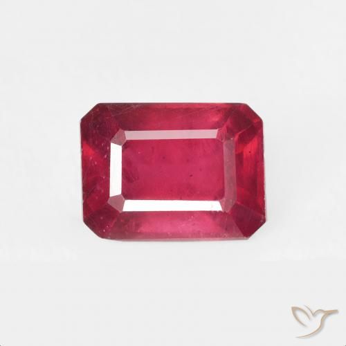 1.56ct Naturel Rouge confiture Rubis, Taille émeraude, VS