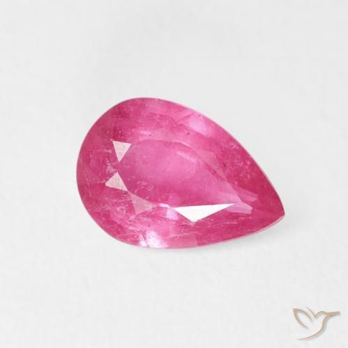 Rubis Rouge Rosâtre naturelle En forme de poire, 1.24 ct, VS