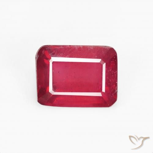 3.83ct Naturel Rouge confiture Rubis, Taille émeraude, VS