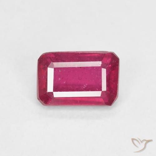 0.82ct Naturel Rose vif Rubis, Taille émeraude, VS-SI