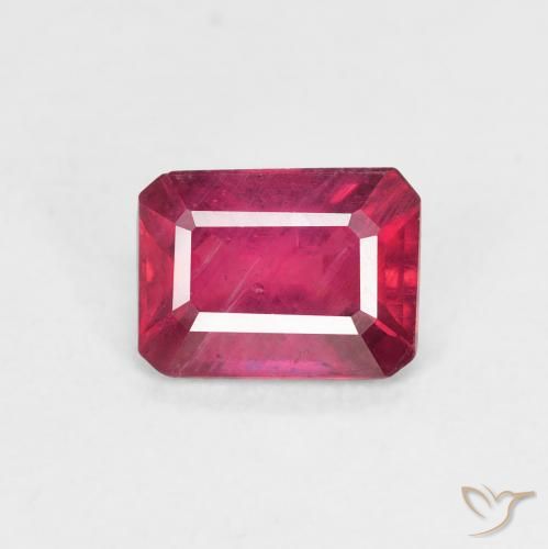 1.34ct Naturel Rose vif Rubis, Taille émeraude, VS-SI