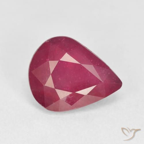 Rubis Rouge Rosâtre naturelle En forme de poire, 4.12 ct, VS