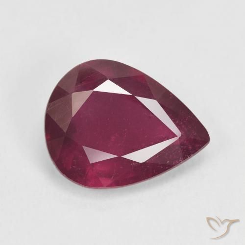 Rubis Rouge foncé naturelle En forme de poire, 4.11 ct, VS