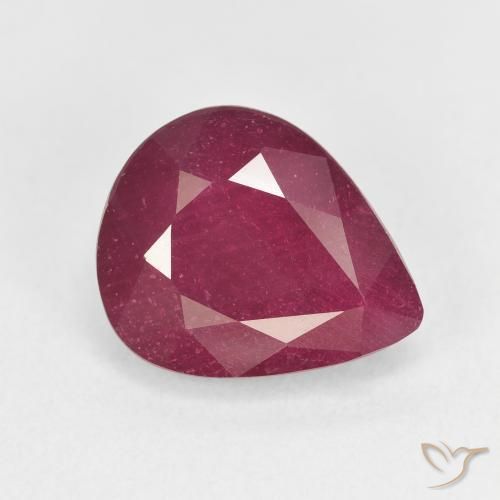 Rubis Rouge foncé naturelle En forme de poire, 6.51 ct, VS