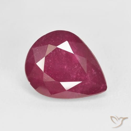 Rubis Rouge Rosâtre naturelle En forme de poire, 5.86 ct, VS