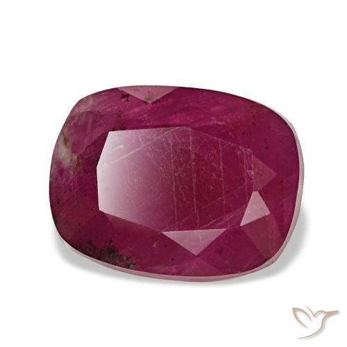 Rubis rouge naturelle coupe coussin, 2,62 ct, VS