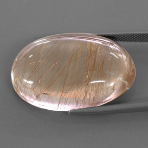 Quartz rutilé or naturelle coupe ovale, 49,49 ct, transparent