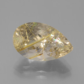 Quartz rutilé jaune naturelle en forme de poire, 8,60 ct, transparent