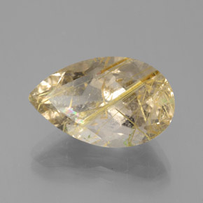Quartz rutilé jaune naturelle en forme de poire, 8,60 ct, transparent