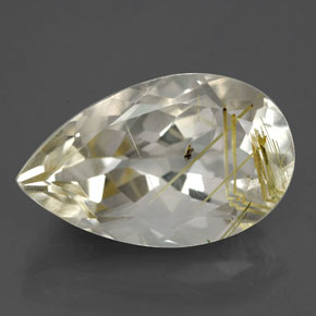 Quartz rutilé jaune naturelle en forme de poire, 8,70 ct, transparent