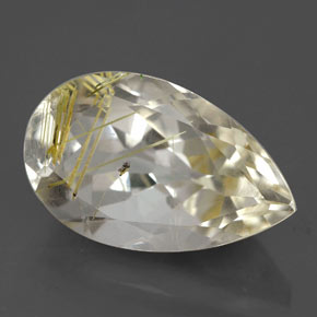 Quartz rutilé jaune naturelle en forme de poire, 8,70 ct, transparent