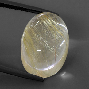 Quartz rutilé jaune naturelle coupe ovale, 19,39 ct, transparent