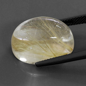 Quartz rutilé jaune naturelle coupe ovale, 19,39 ct, transparent