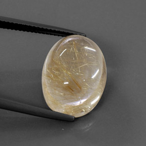 Quartz rutilé jaune naturelle coupe ovale, 14,22 ct, transparent