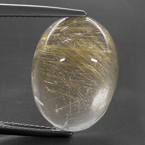 Quartz rutilé jaune naturelle coupe ovale, 13,78 ct, transparent