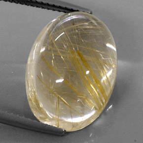 Quartz rutilé jaune naturelle coupe ovale, 14,80 ct, transparent