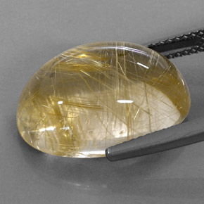 Quartz rutilé jaune naturelle coupe ovale, 14,80 ct, transparent