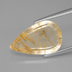 Quartz rutilé jaune naturelle en forme de poire, 4,10 ct, transparent