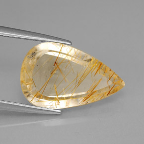 Quartz rutilé jaune naturelle en forme de poire, 4,10 ct, transparent