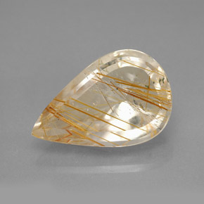 Quartz rutilé jaune naturelle en forme de poire, 5,90 ct, transparent