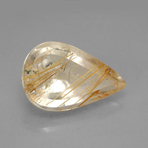Quartz rutilé jaune naturelle en forme de poire, 5,90 ct, transparent