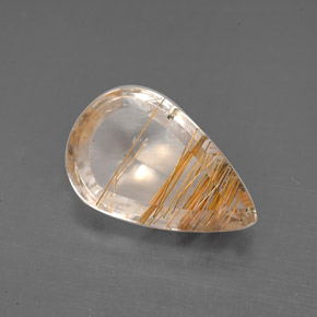 Quartz rutilé incolore naturelle en forme de poire, 3,41 ct, transparent