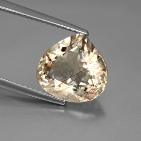 Quartz rutilé jaune naturelle en forme de poire, 3,65 ct, transparent
