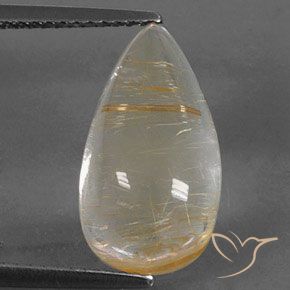 Quartz rutile Marron doré très clair naturelle En forme de poire, 6.65 ct, Transparent