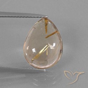 Quartz rutile Marron doré très clair naturelle En forme de poire, 6.41 ct, Transparent
