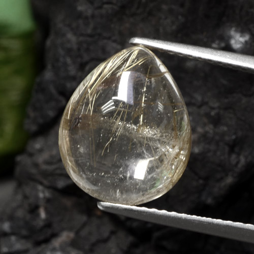 Quartz rutilé jaune naturelle en forme de poire, 6,56 ct, transparent